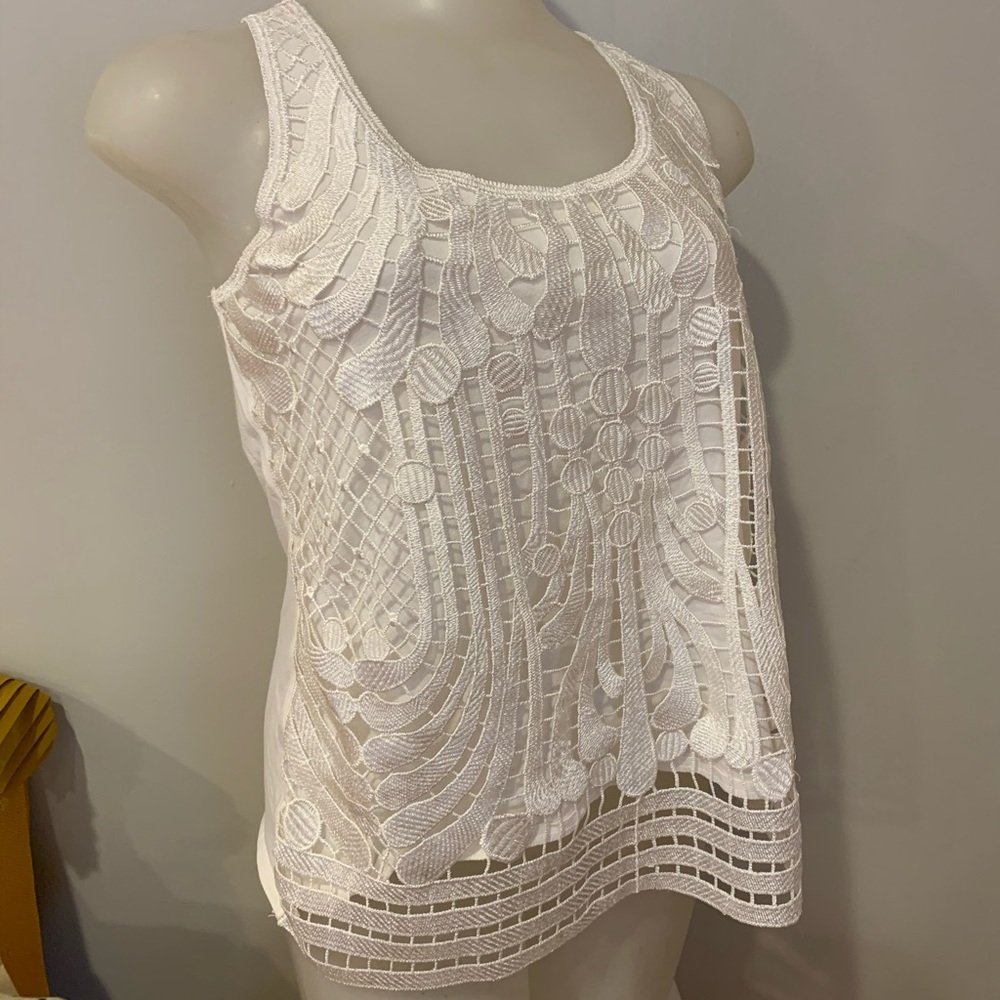 Art Deco Express Tank Top White Size M Embroidered